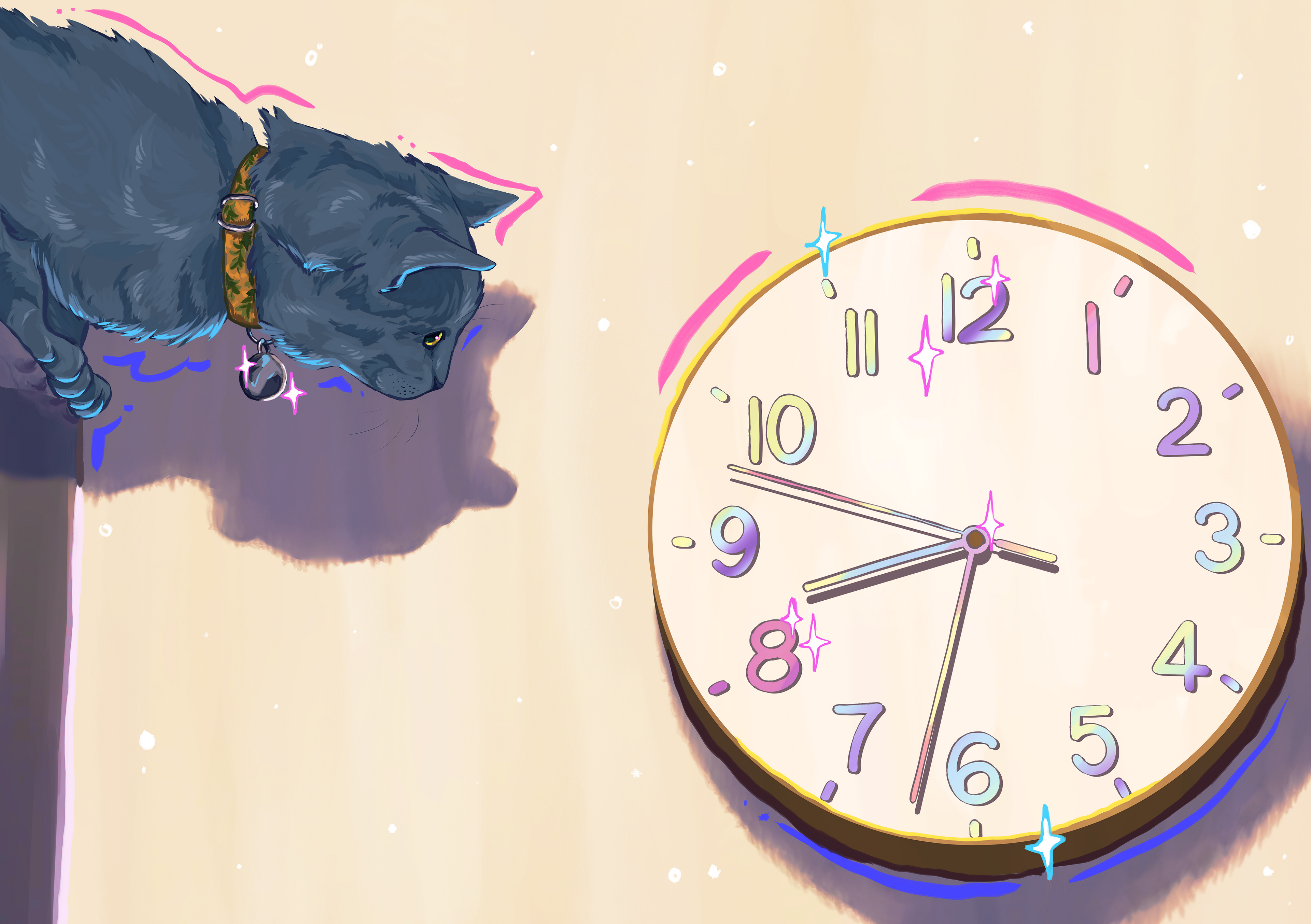 Clock Cat print
